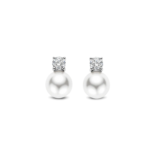 TISENTO PEARL & CZ STUD EARRINGS