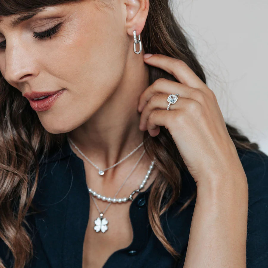 Tisento CZ Oval Link Drop Earrings