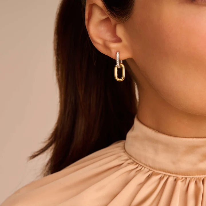 TISENTO TWO-TONED OVAL LINK DROP EARRINGS