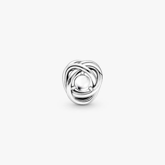 June White Mother of Pearl Eternity Circle Charm