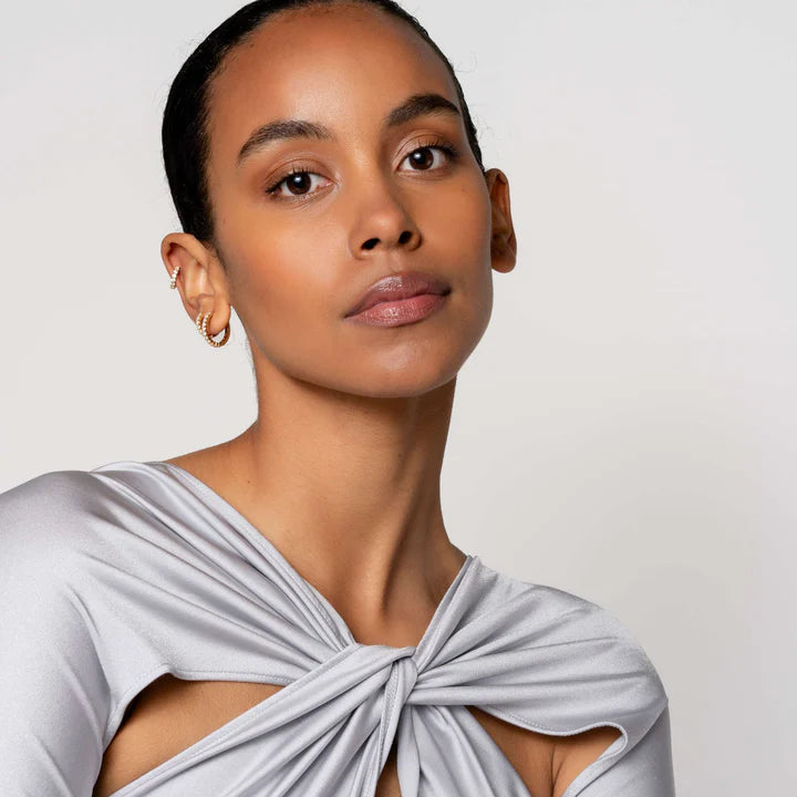TISENTO CZ GOLD ON SIL MED HOOPS