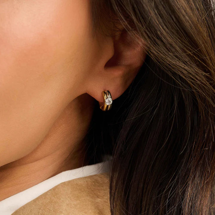 TWO-TONED CZ TISENTO HOOP EARRINGS