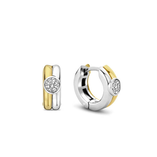 TWO-TONED CZ TISENTO HOOP EARRINGS