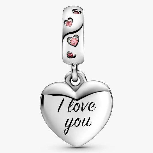 Pandora Mum Script Heart Dangle Charm