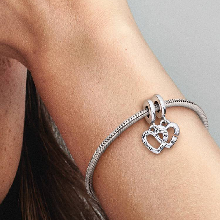 Linked Sister Hearts Split Dangle Pandora Charm