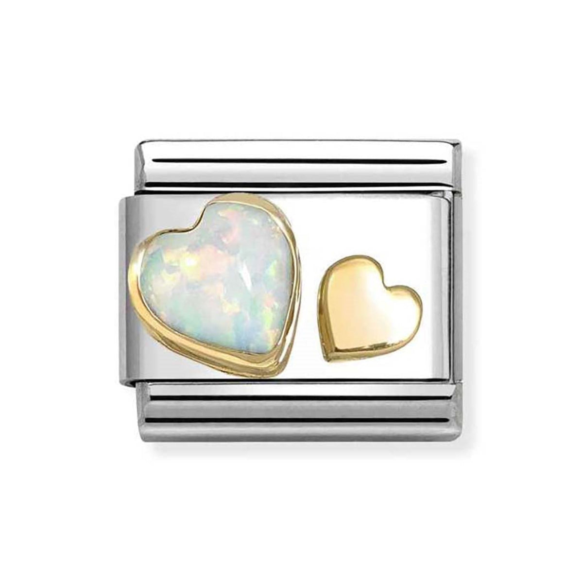 OPAL DOUBLE HEART NOMINATION CHARM