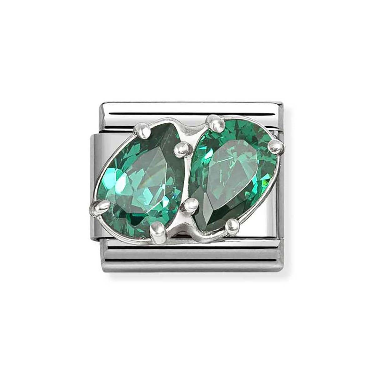 CZ Green Double Drops Nomination Charm