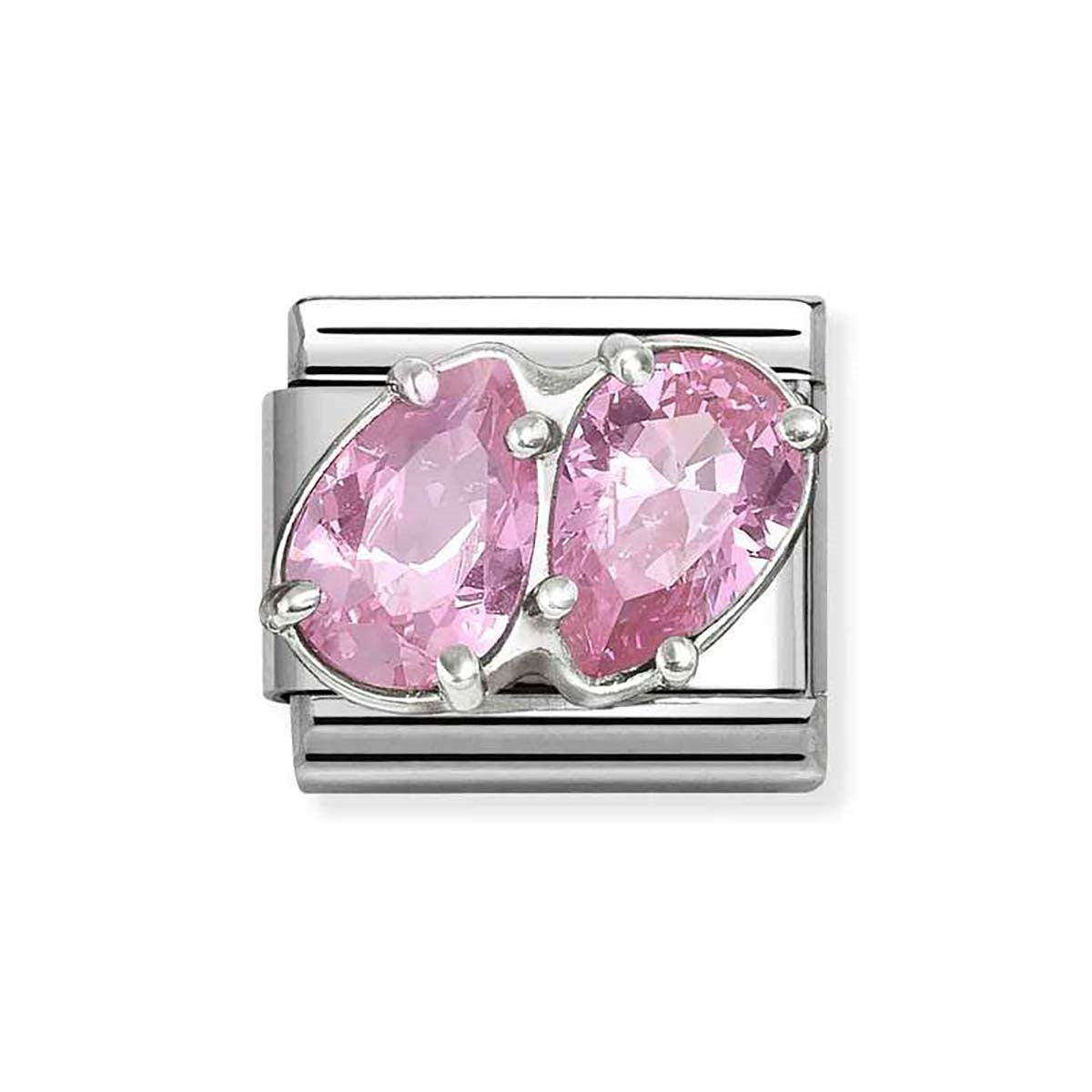 CZ Pink Double Drops Nomination Charm
