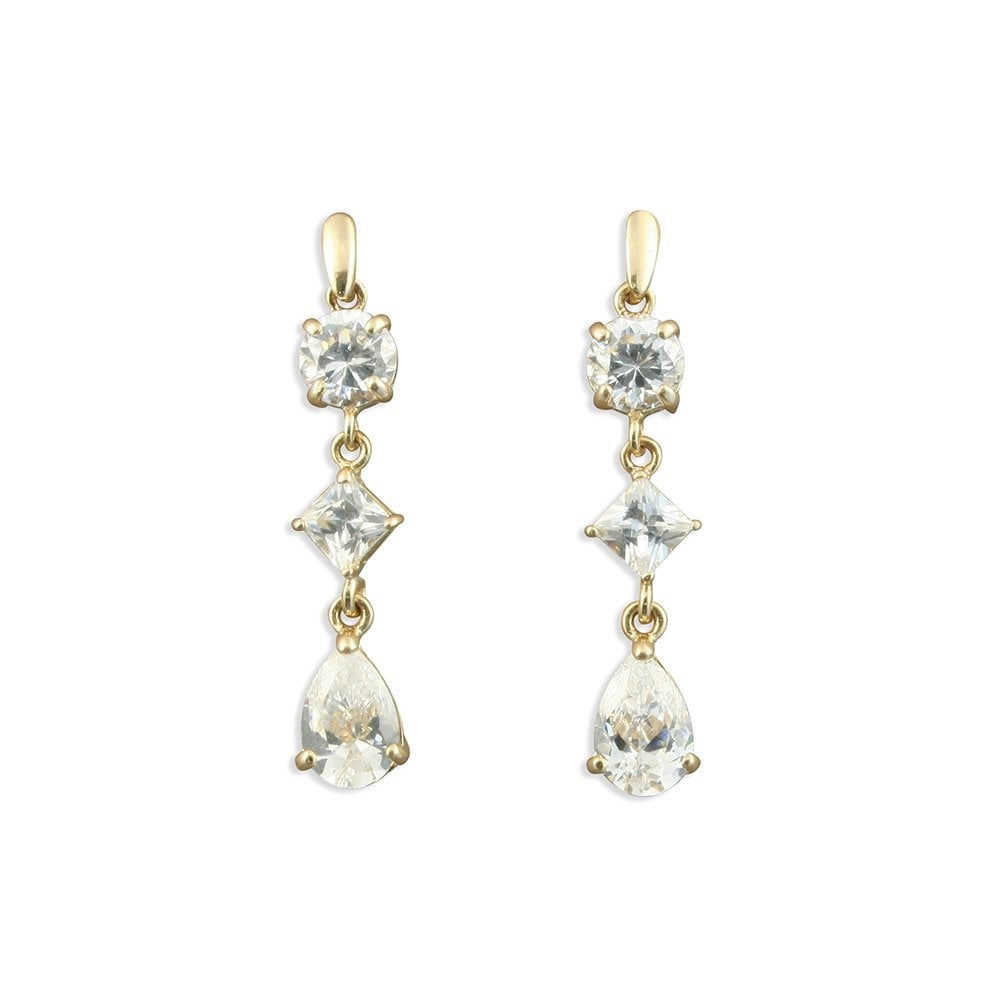 9CT GOLD CUBIC ZIRCONIA DROP EARRINGS