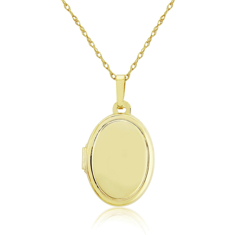 9CT GOLD OVAL LOCKET WITH FRAMING DETAIL ON THE FRONT WITH 18" 9CT GOLD CHAIN