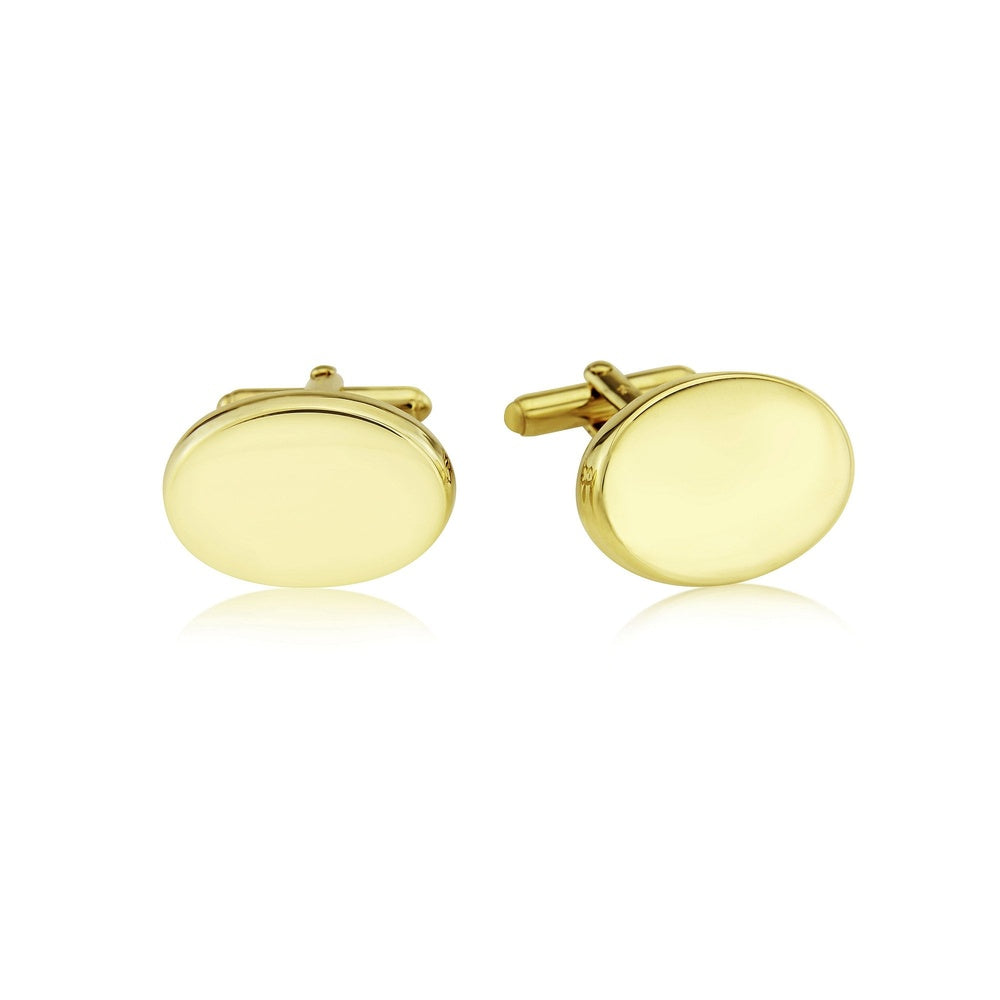 9CT OVAL ENGRAVABLE GENTS CUFF LINKS