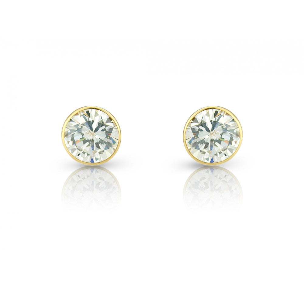 9CT ROUND RUBOVER CUBIC ZIRCONIA STUD EARRINGS