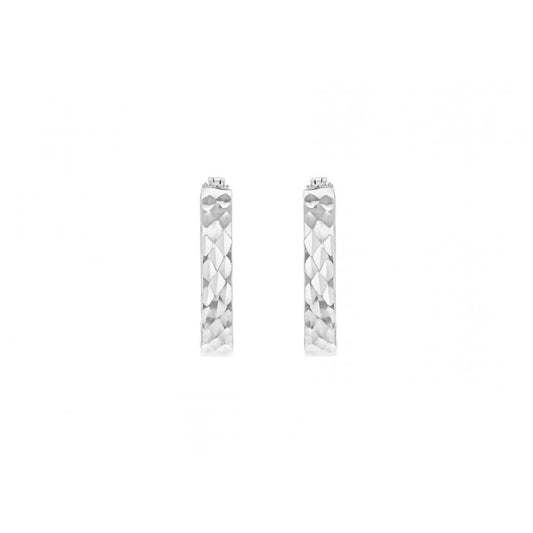 9CT WHITE GOLD 12MM DIAMOND CUT HOOP EARRINGS