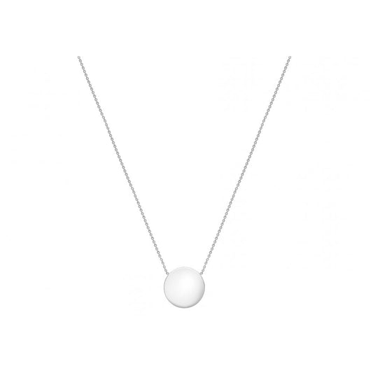 9CT WHITE GOLD 15MM DISC PENDANT ADJUSTABLE NECKLACE 41CM/16-43CM/17"