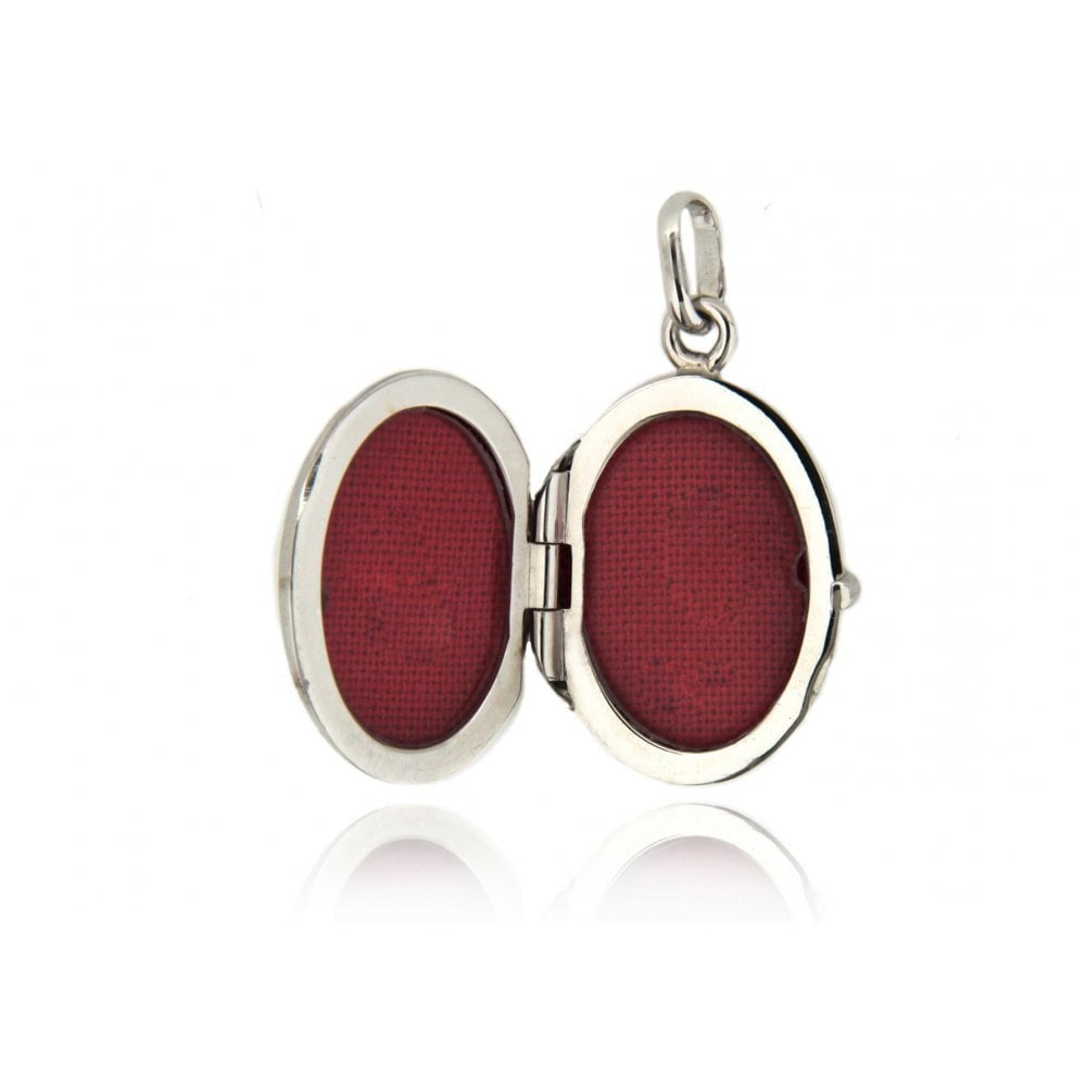 9CT WHITE GOLD 17MM X 24MM DAISY-DETAIL OVAL LOCKET