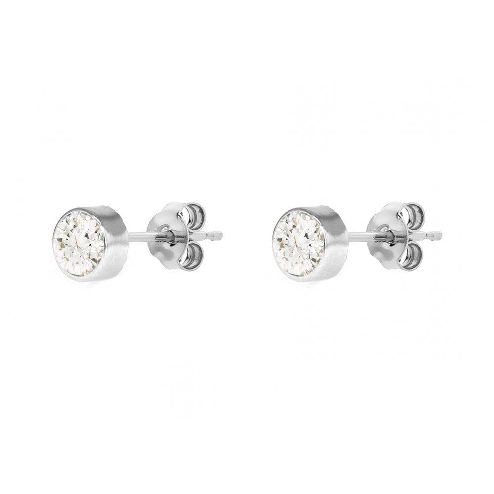 9CT WHITE GOLD 4MM CZ 4.3MM ROUND STUD EARRINGS