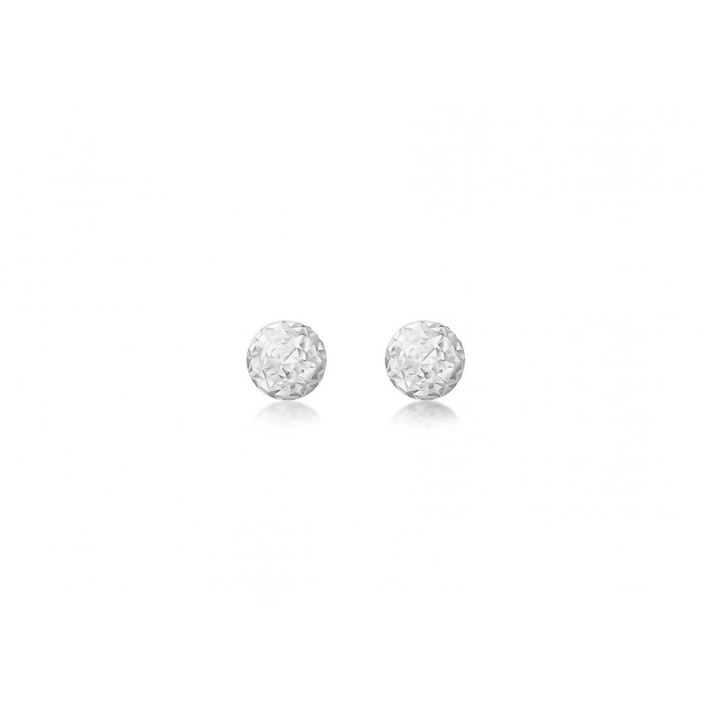 9CT WHITE GOLD 5MM DIAMOND CUT BALL STUD EARRINGS