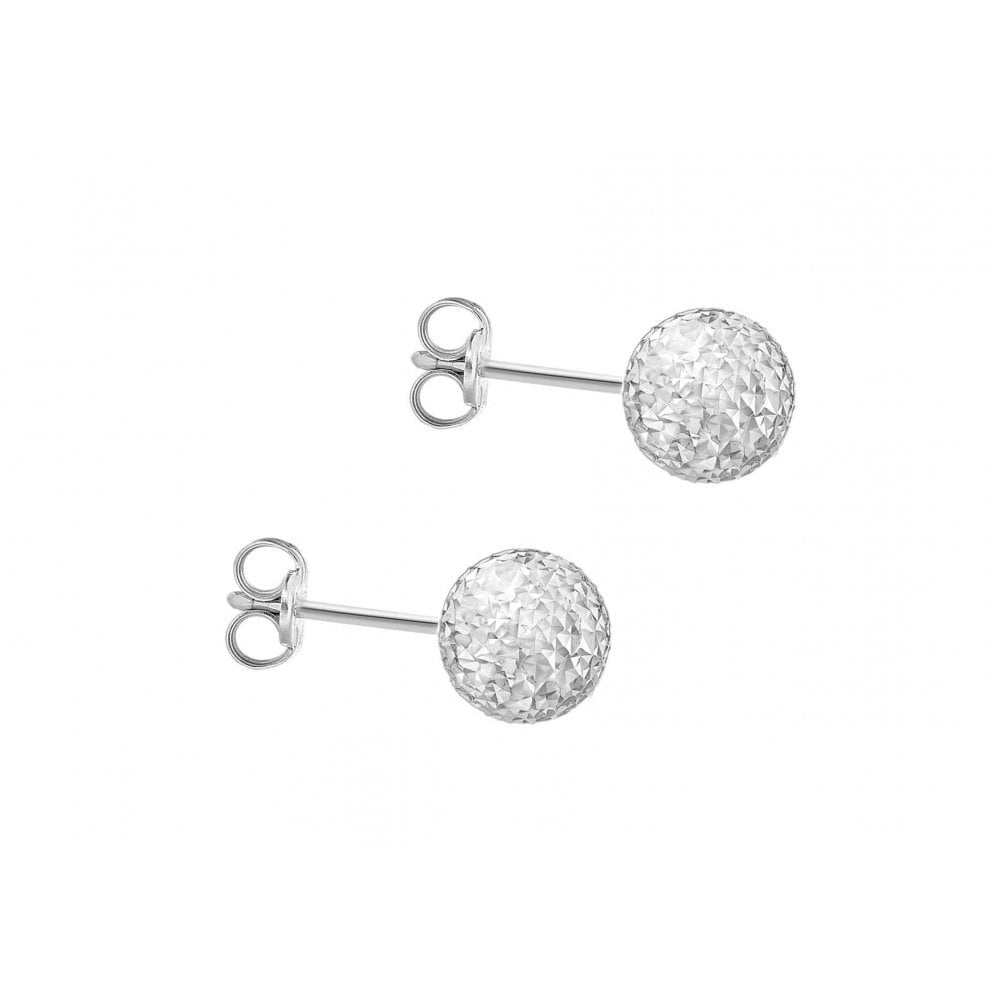 9CT WHITE GOLD 8MM DIAMOND CUT BALL STUD EARRINGS