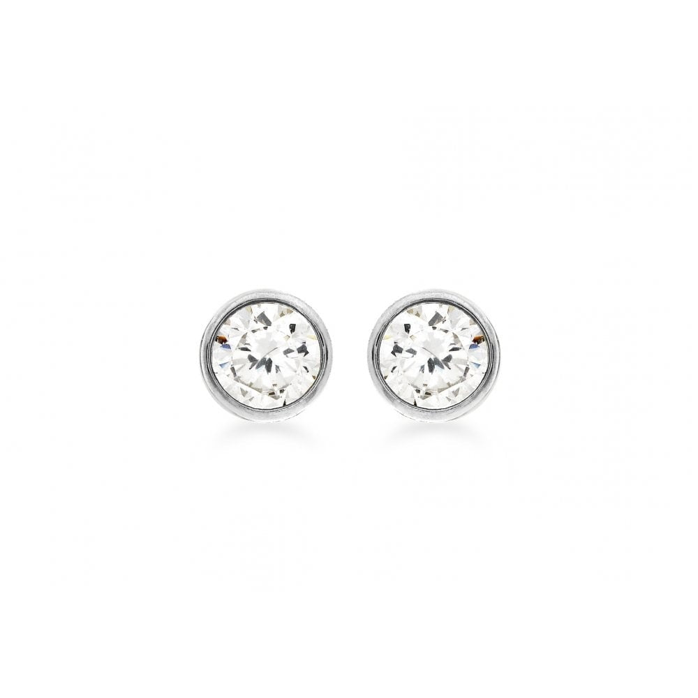 9CT WHITE GOLD CZ 5MM ROUND STUD EARRINGS
