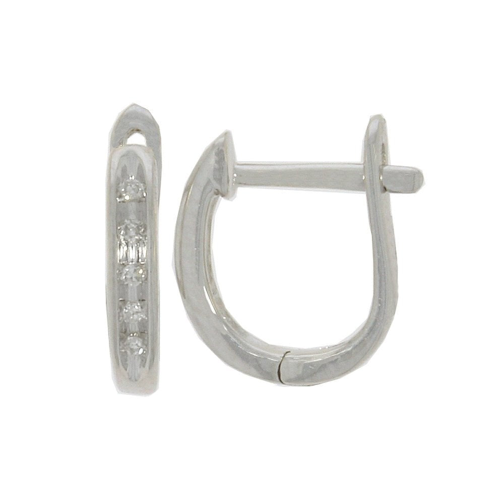 9CT WHITE GOLD HOOP EARRINGS WITH CUBIC ZIRCONIA