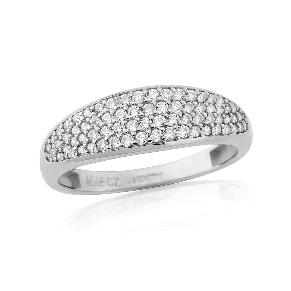 9CT WHITE GOLD PAVE CUBIC ZIRCONIA STYLE LADIES RING