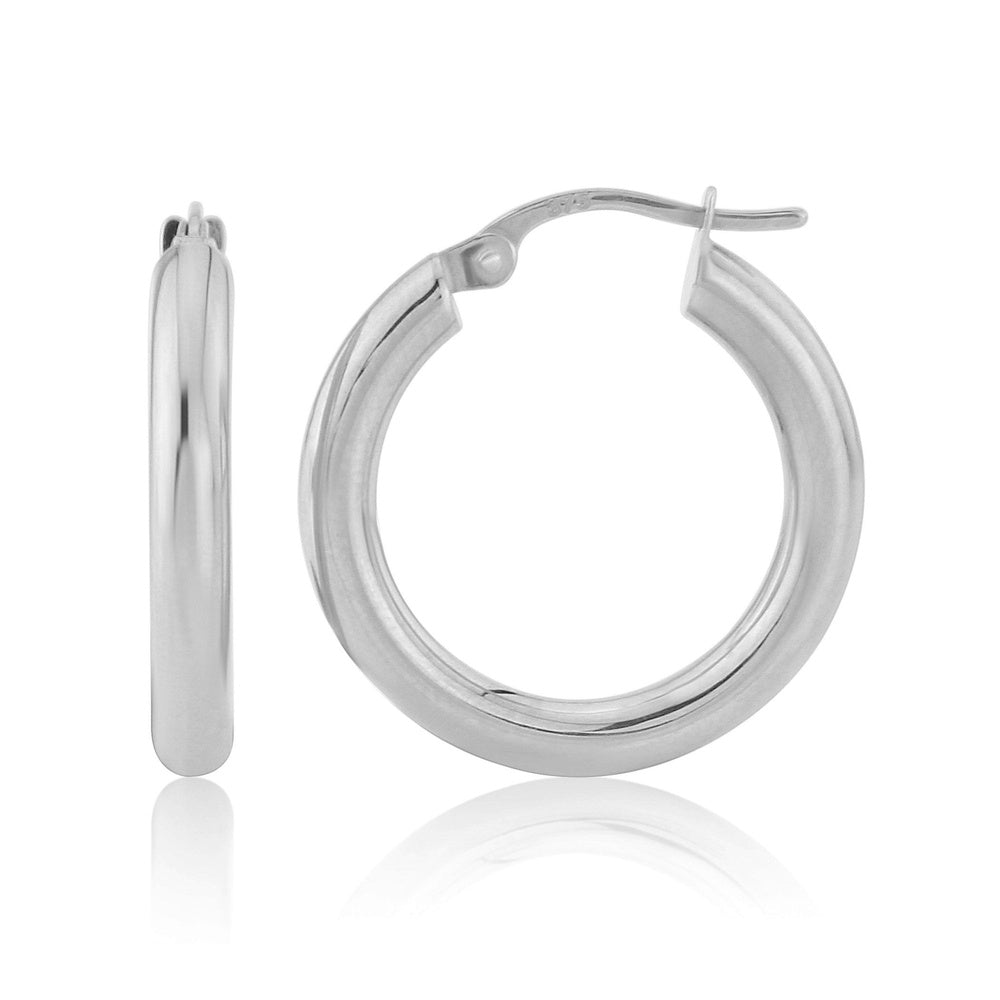 9CT WHITE GOLD PLAIN HOOP EARRINGS