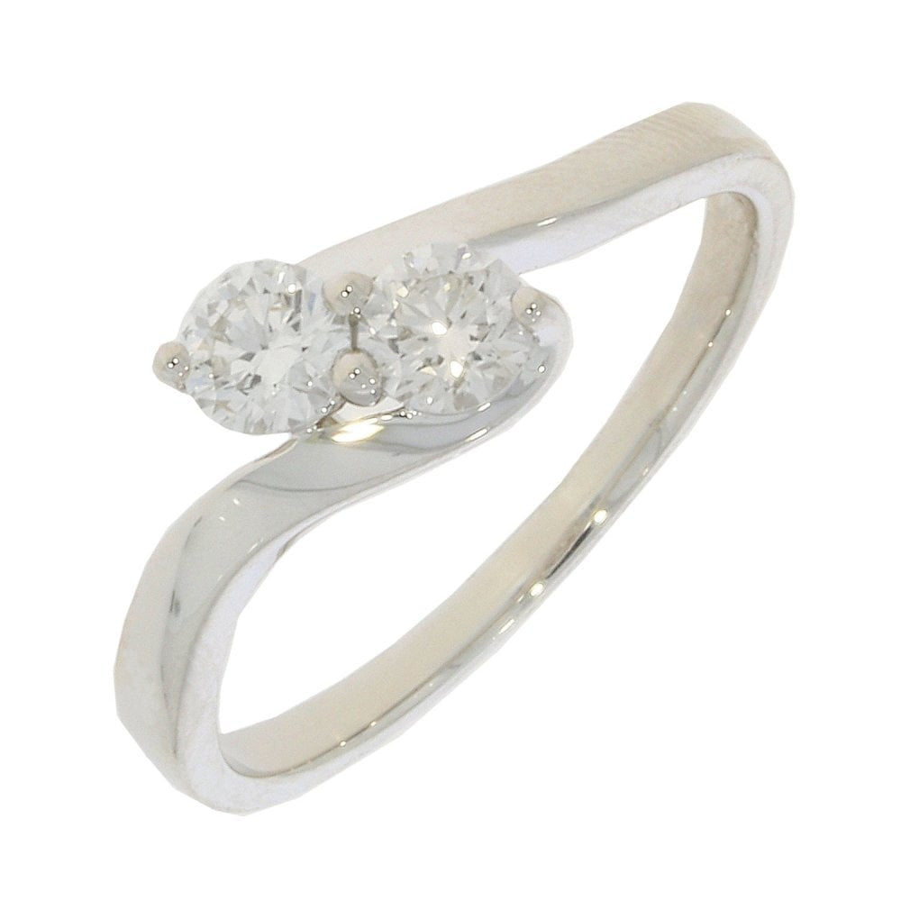 9CT White Gold Two Stone Diamond Twist Ring