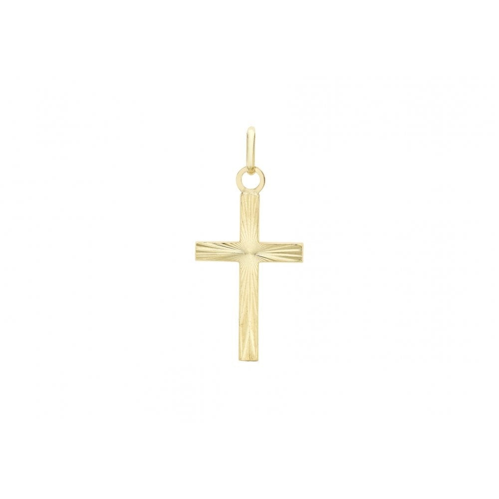 9CT YELLOW GOLD 15MM X 26MM DIAMOND CUT CROSS PENDANT