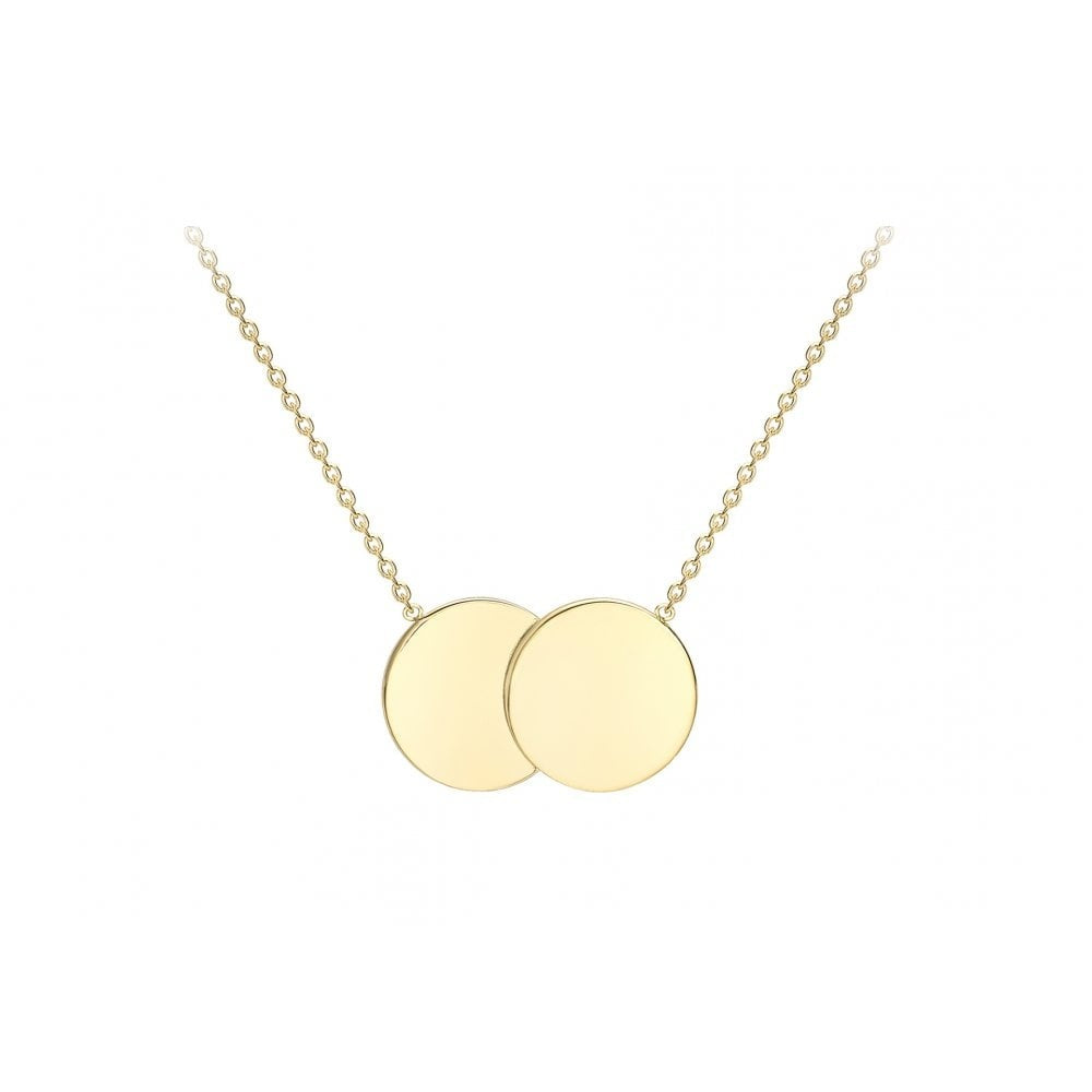 9CT YELLOW GOLD 16.8MM X 10MM DOUBLE-DISC ADJUSTABLE NECKLACE