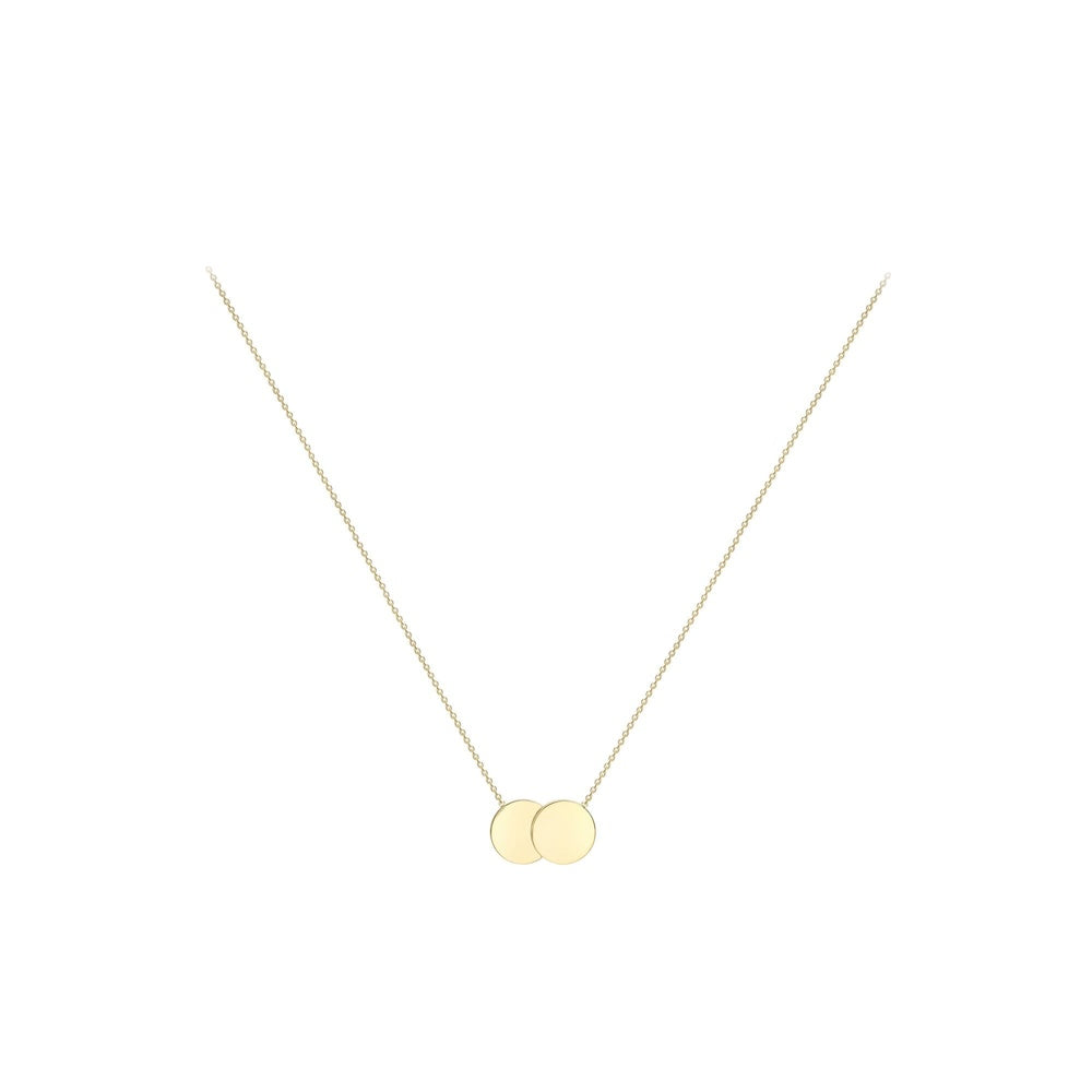 9CT YELLOW GOLD 16.8MM X 10MM DOUBLE-DISC ADJUSTABLE NECKLACE