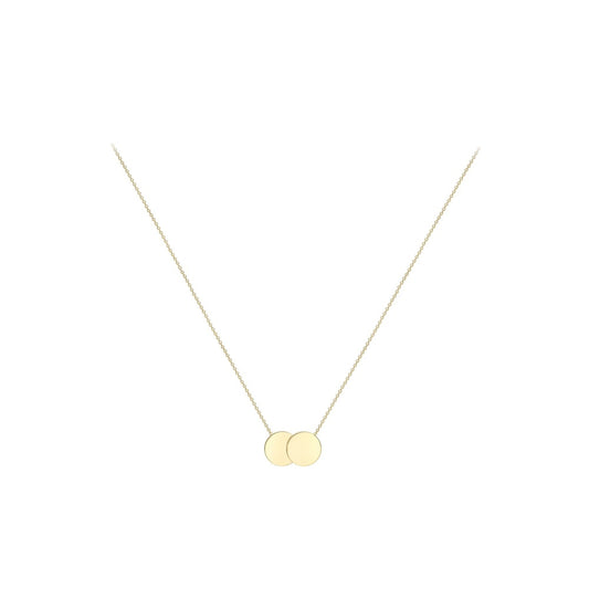 9CT YELLOW GOLD 16.8MM X 10MM DOUBLE-DISC ADJUSTABLE NECKLACE