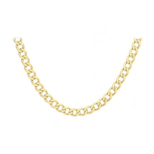 9CT YELLOW GOLD 200 LARGE SPRING RING FLAT CURB CHAIN 46CM/18"