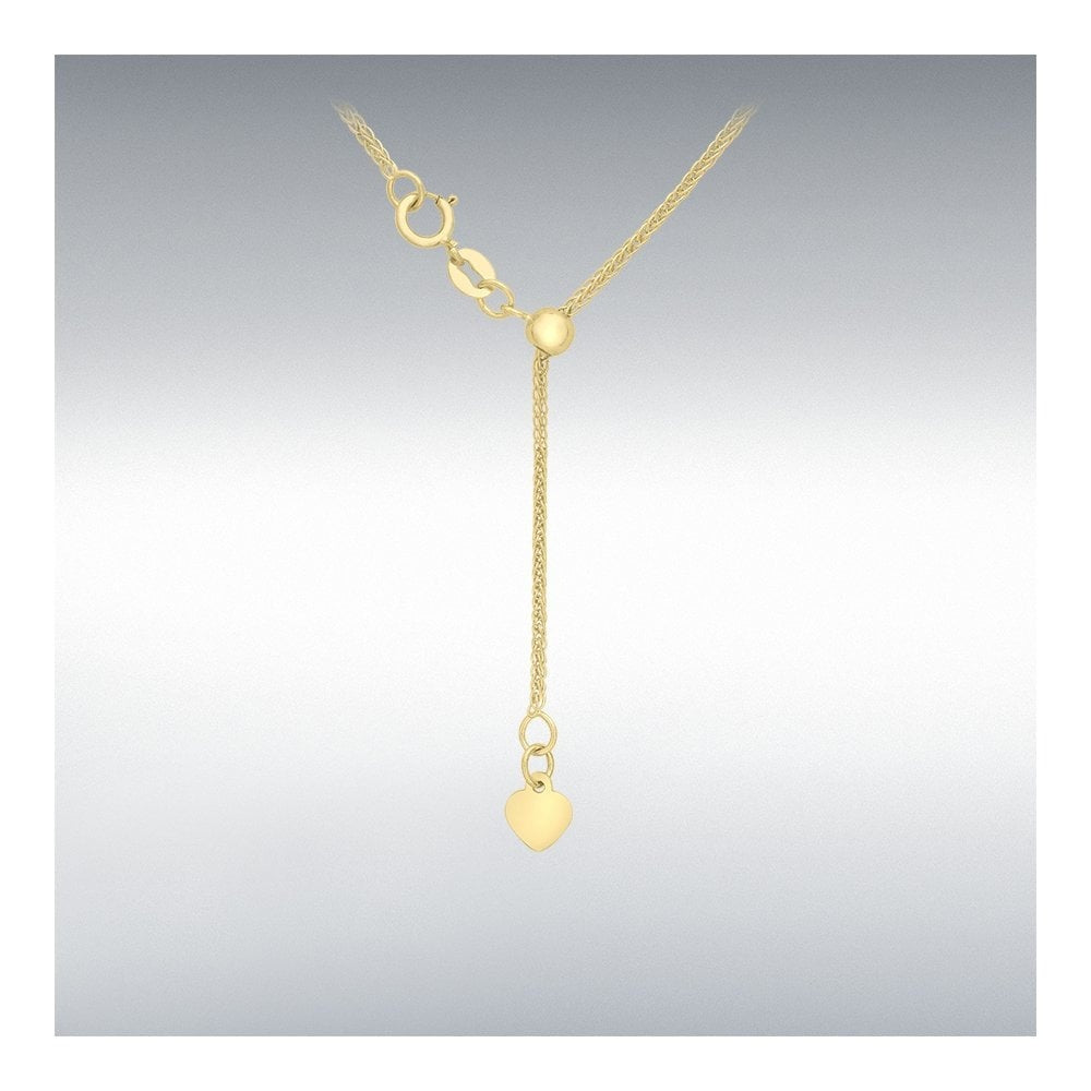 9CT YELLOW GOLD 25 ADJUSTABLE HEART SLIDER SPIGA CHAIN 56CM/22"