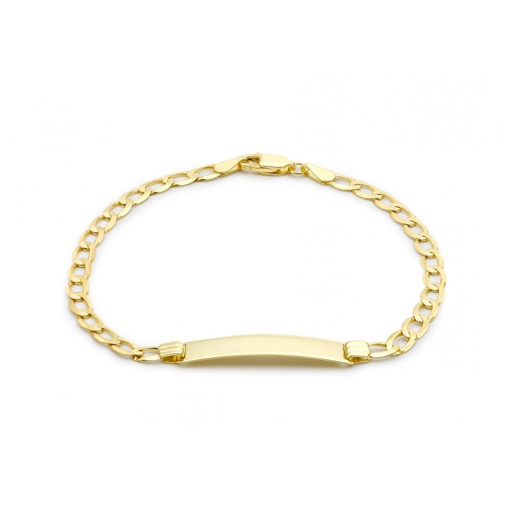 9CT YELLOW GOLD 25MM X 5.5MM FLAT 100 CURB ID BRACELET 18CM/7"