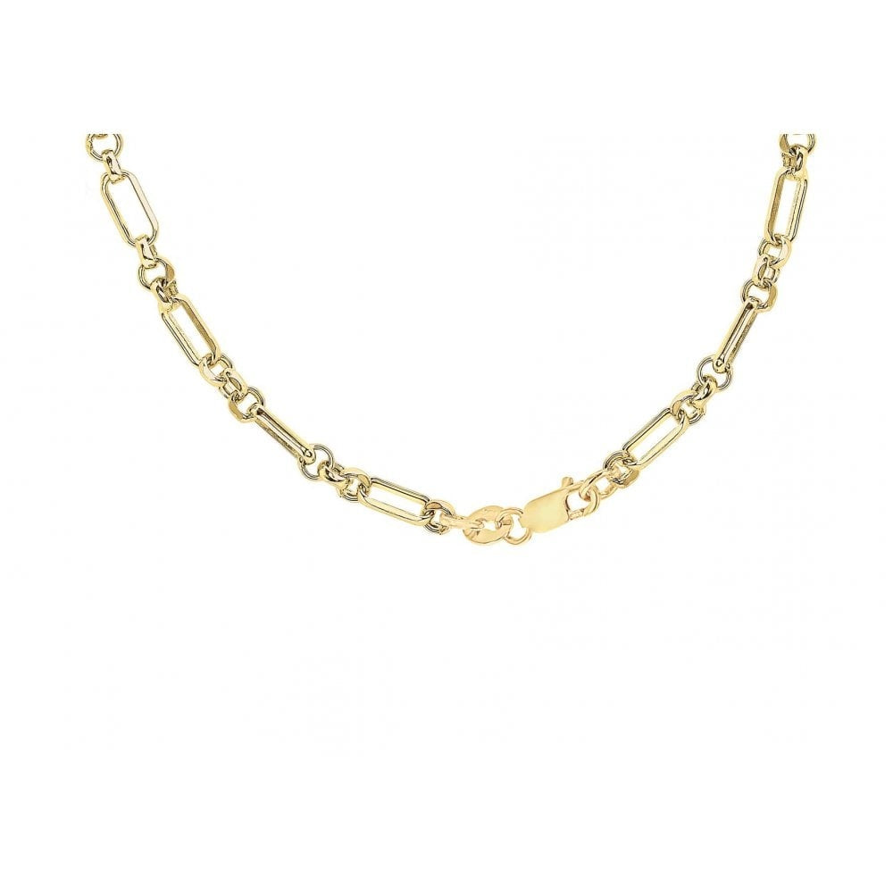 9CT YELLOW GOLD 3.5MM DIAMOND CUT FIGARO BELCHER CHAIN 46CM/18"