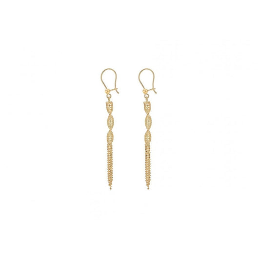 9CT YELLOW GOLD 3.9MM X 69MM DIAMOND CUT BALL TWIST TASSEL DROP EARRINGS