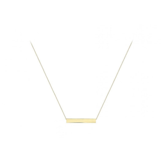 9CT YELLOW GOLD 35MM X 5MM HORIZONTAL BAR ADJUSTABLE NECKLACE