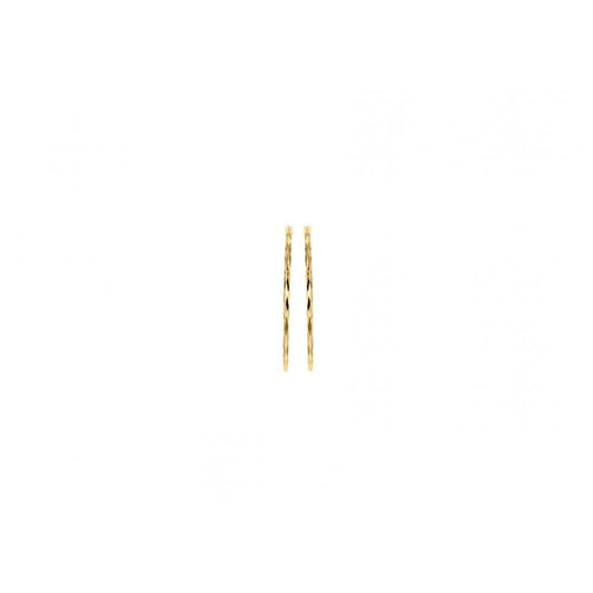 9CT YELLOW GOLD 38MM DIAMOND CUT FACETED HOOP CREOLE EARRINGS