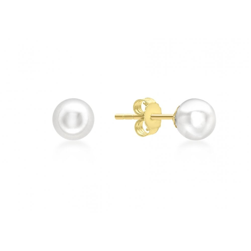 9CT YELLOW GOLD 5MM PEARL STUD EARRINGS
