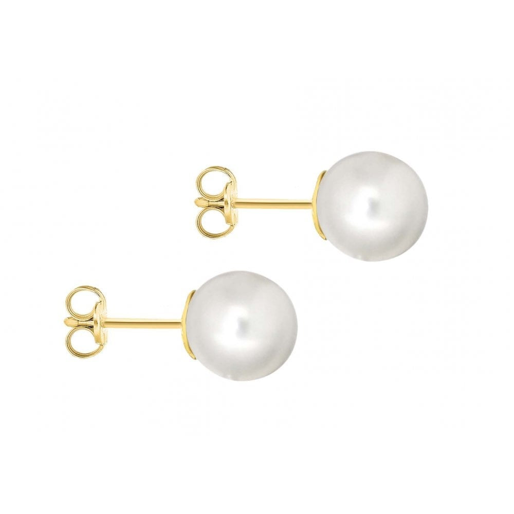 9CT YELLOW GOLD 6MM PEARL STUD EARRINGS