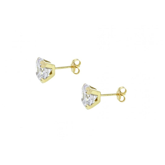 9CT YELLOW GOLD 8MM ROUND CZ STUD EARRINGS