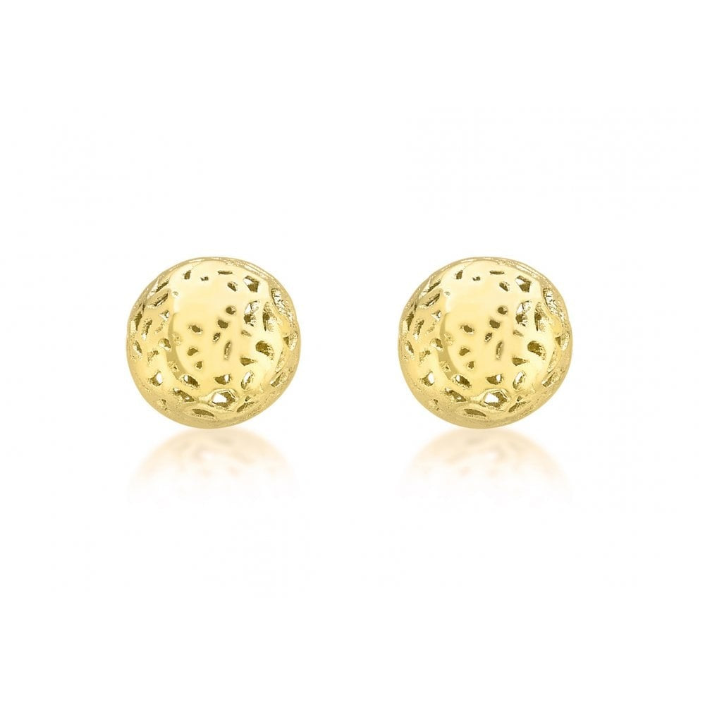 9CT YELLOW GOLD CUTOUT DOME STUD EARRINGS