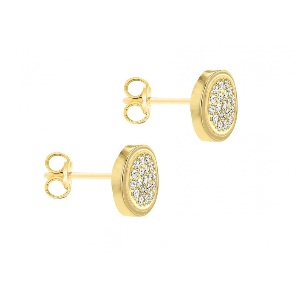 9CT YELLOW GOLD CZ 7MM DISC STUD EARRINGS