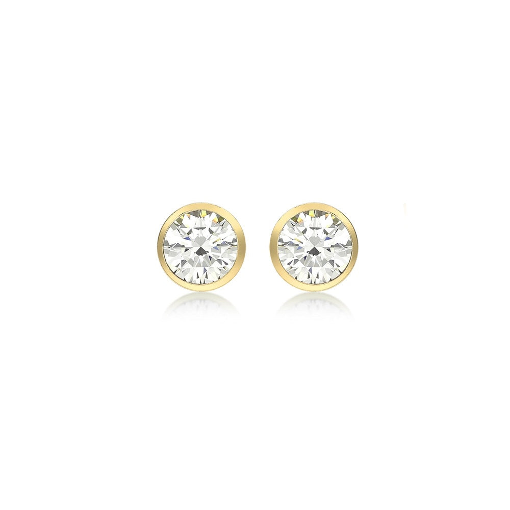 9CT YELLOW GOLD CZ RUBOVER SET 5.8MM STUD EARRINGS