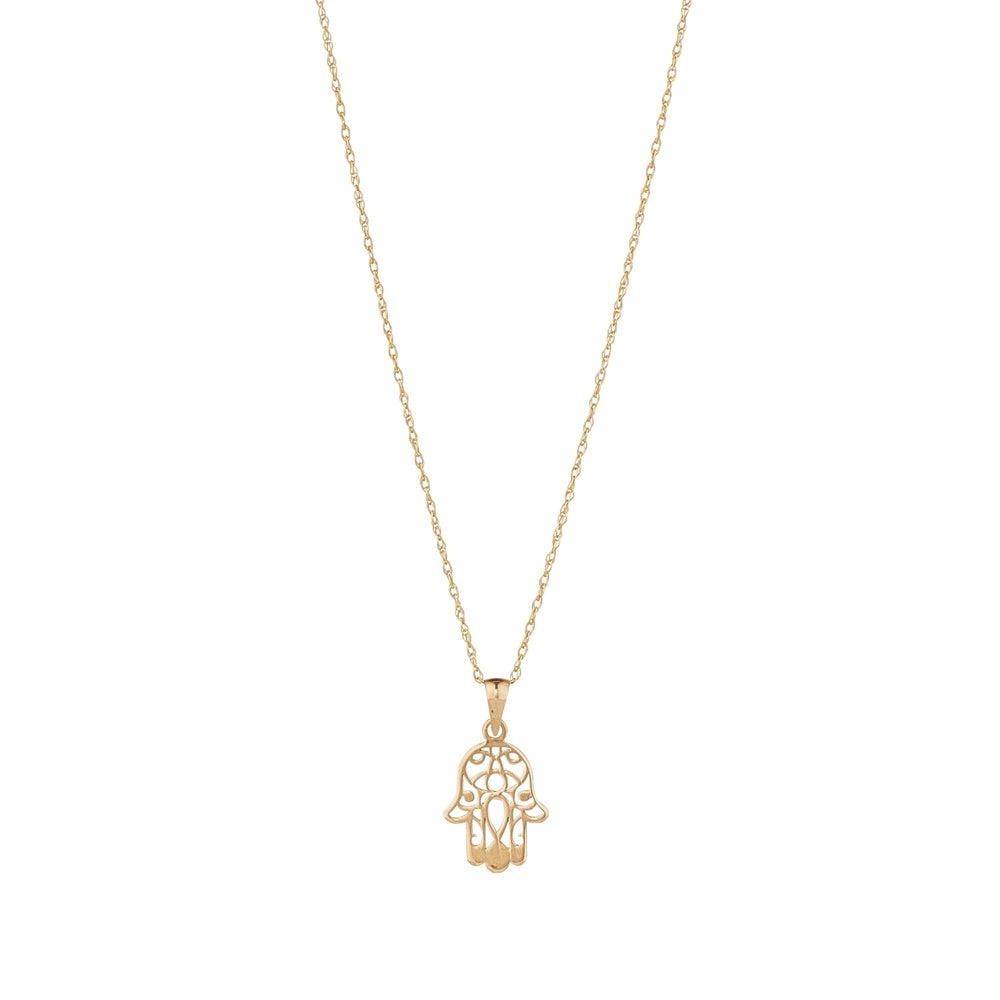 9ct Gold Hand of Fatima Pendant with 18" 9ct Gold Chain