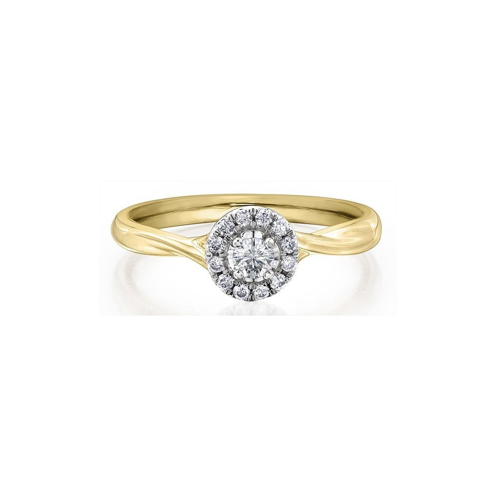 9ct Yellow Gold Illusion set Diamond Solitaire Ring