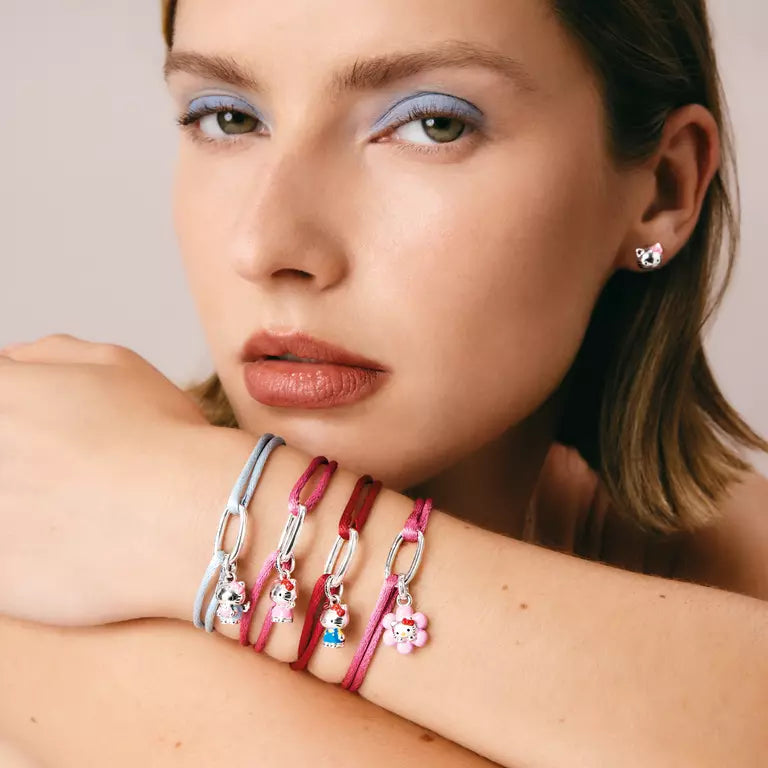 Thomas Sabo Hello Kitty Pink Textile Bracelet with Red Bow