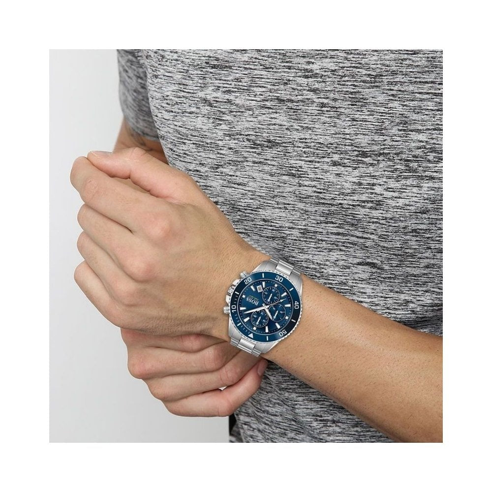 ADMIRAL STAINLESS STEEL CHRONOGRAPH GENTS WATCH WITH BLUE DIAL