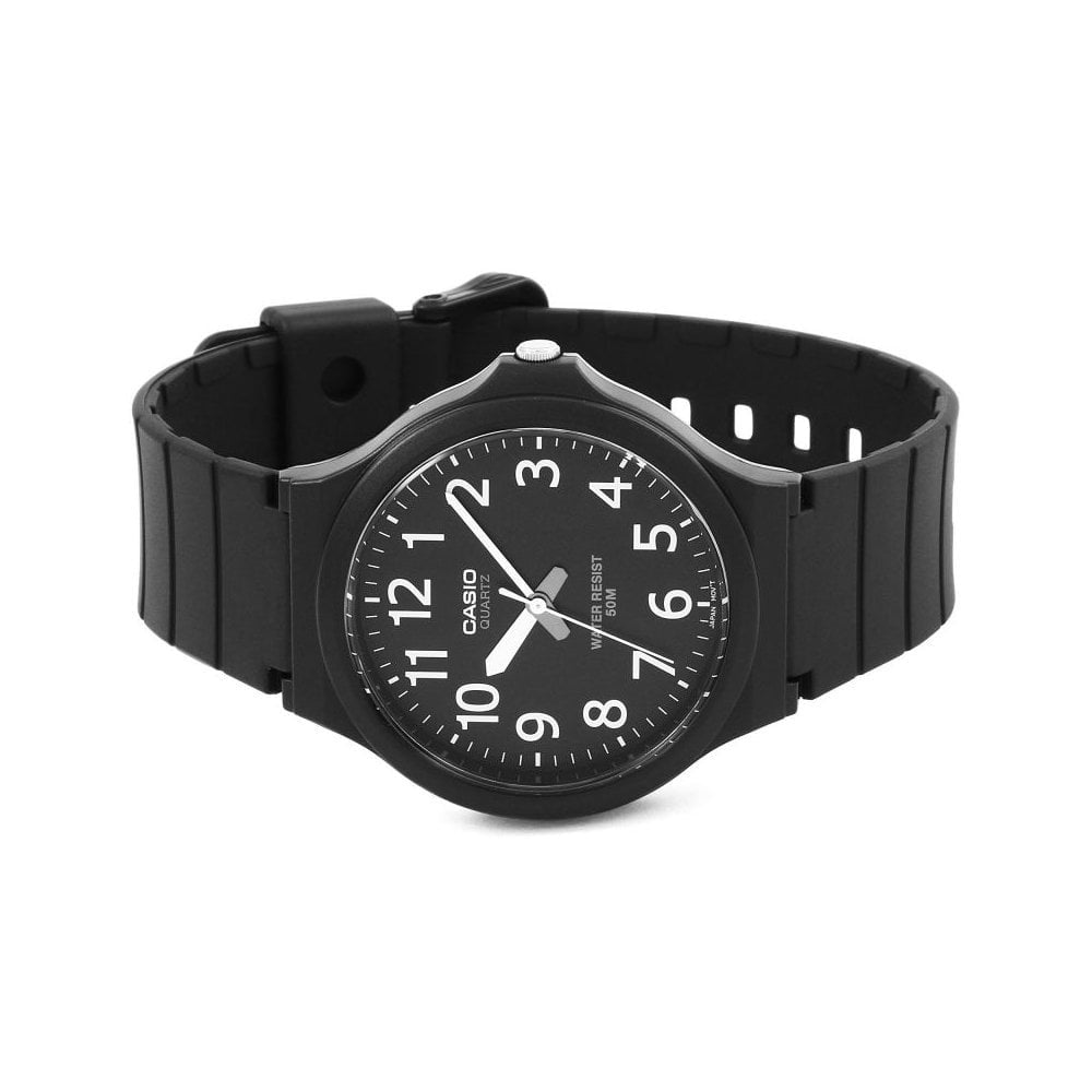 ADULTS PLAIN BLACK ANALOGUE DIAL WATCH WITH BLACK PLASTIC/RESIN STRAP