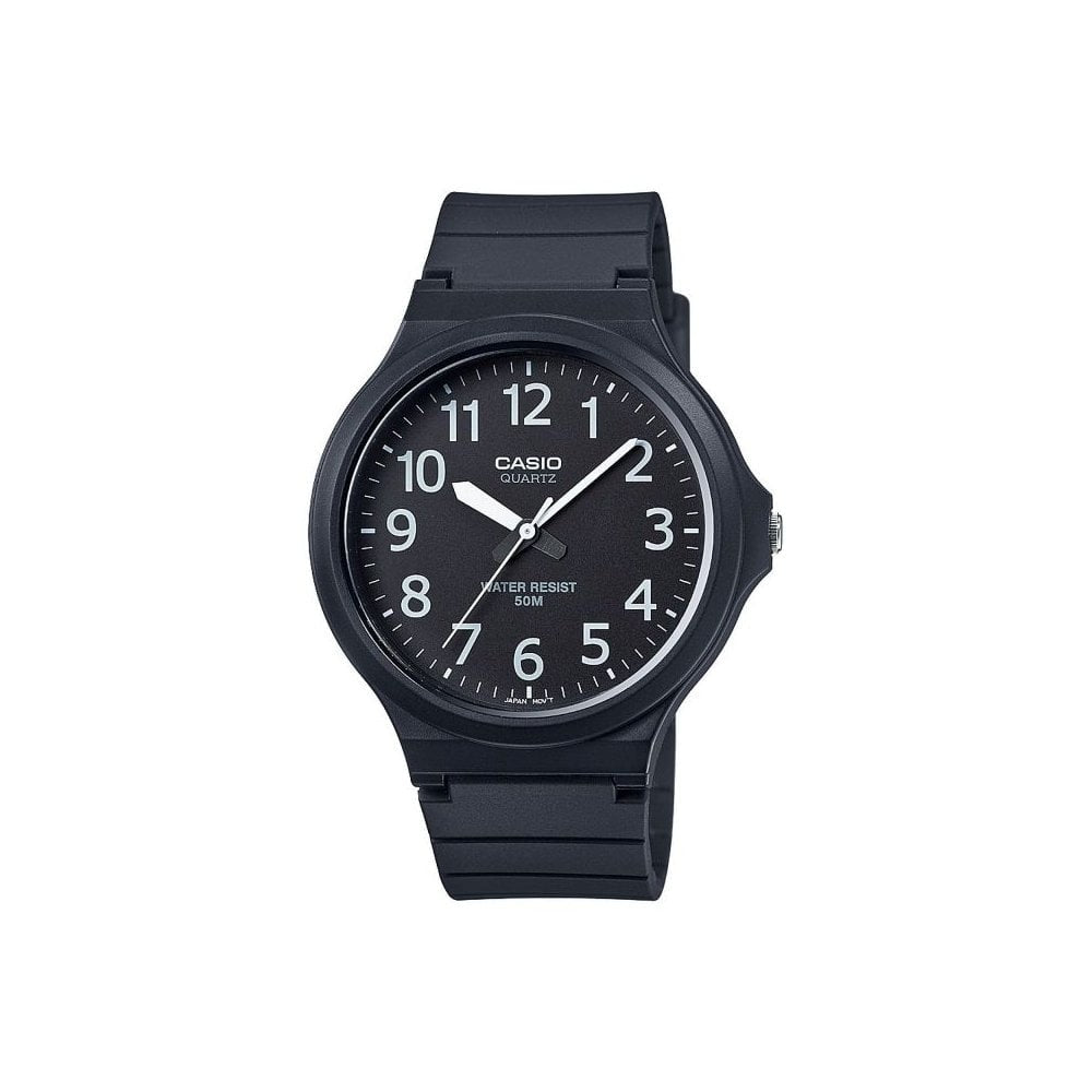 ADULTS PLAIN BLACK ANALOGUE DIAL WATCH WITH BLACK PLASTIC/RESIN STRAP